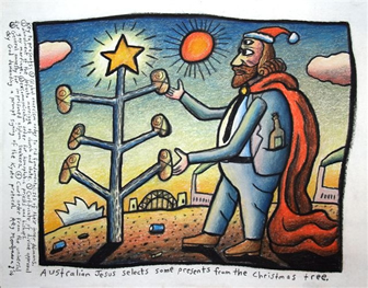 jesus selects presents from the christmas tree - reg mombassa