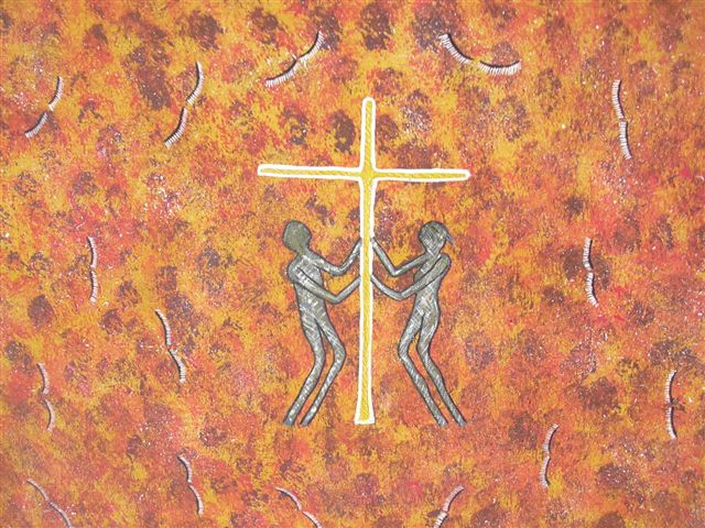 Cross by aboriginal artist Gloria Leigh