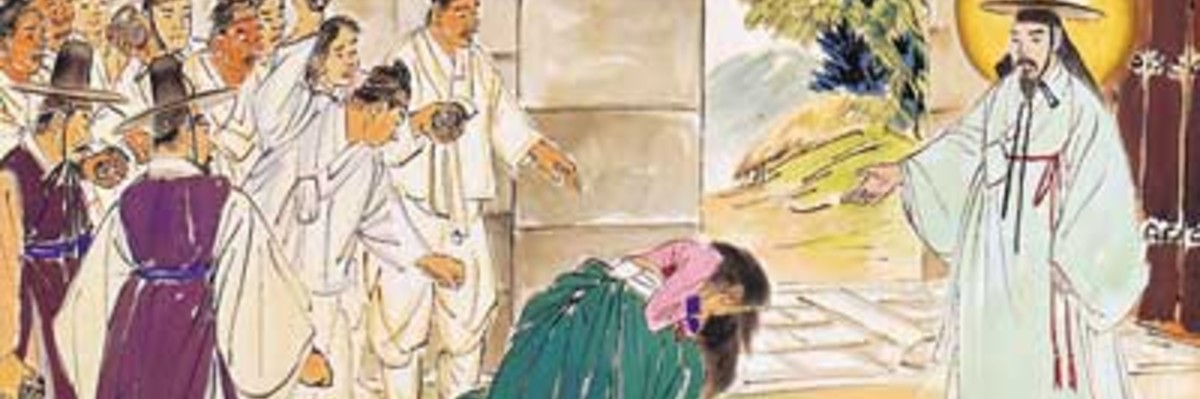 Korean Christian Art: Jesus and the Woman Caught in Adultery
