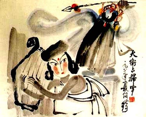 Asian Christian Painting of David and&nbsp;Saul