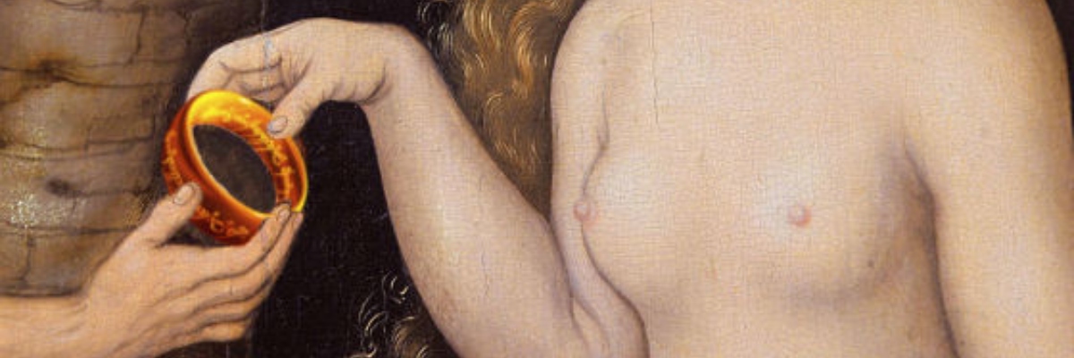 Adam and Eve tempted by the Ring of Sauron