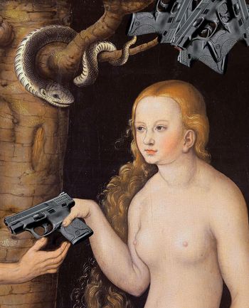 Eve-offering-the-gun-to-adam-in-the-garden-of-eden